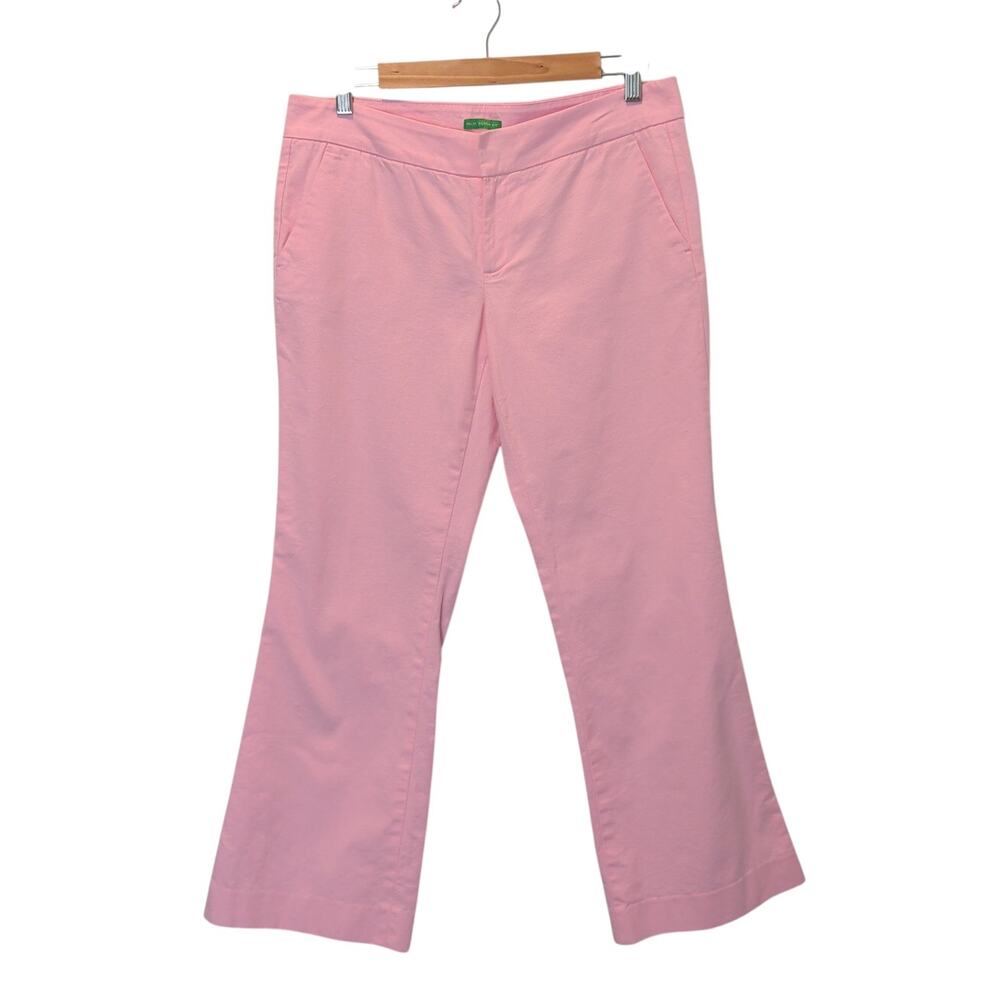 Vtg Lilly Pulitzer White Label Sz 6 Pink Palm Beach Fit Pants Flare Bootcut